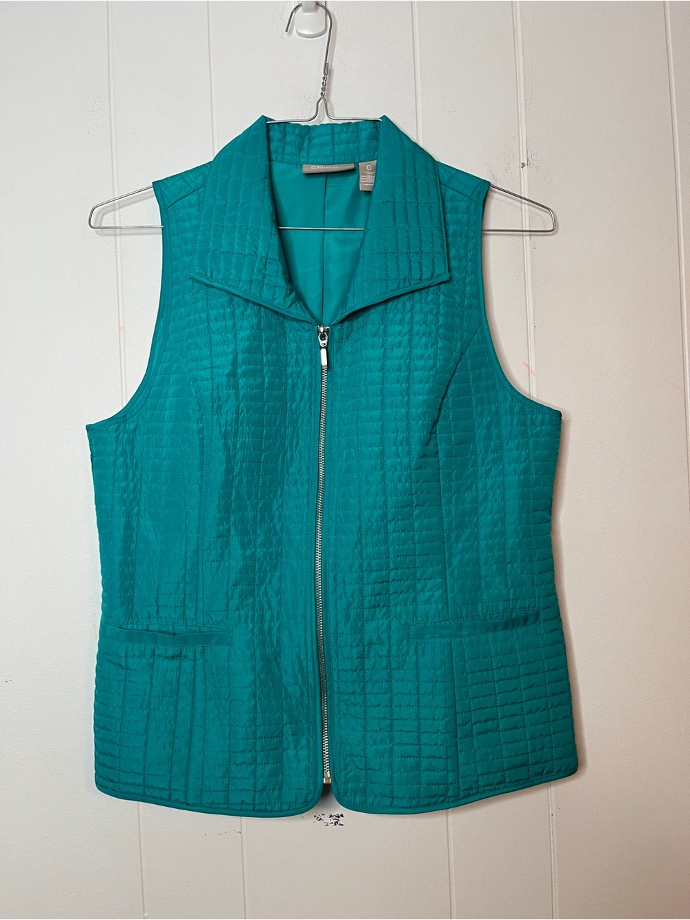 Chico's Sleeveless Quilted Zip-Front Vest - Teal Size 0 (S)